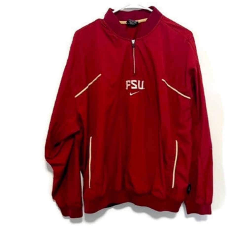 Nike Florida State FSU Pullover Wind Shirt Jacket Red Gold Size M